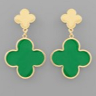 Q49-Epoxy Color Clover Dangle Earrings - Thumbnail 6