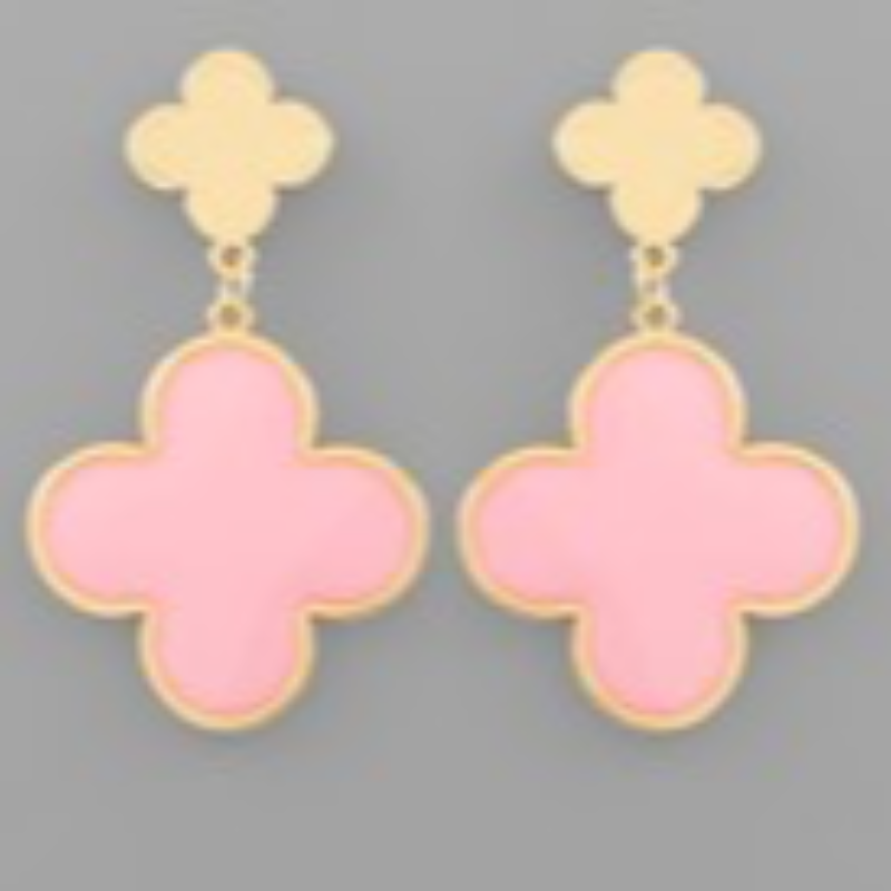 Q49-Epoxy Color Clover Dangle Earrings - Thumbnail (Preview) 3