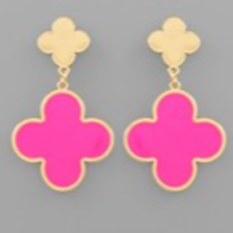 Q49-Epoxy Color Clover Dangle Earrings - Thumbnail (Preview) 2