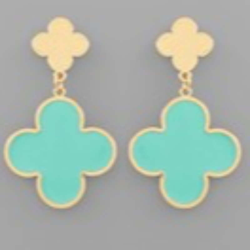 Q49-Epoxy Color Clover Dangle Earrings - Thumbnail (Preview) 5