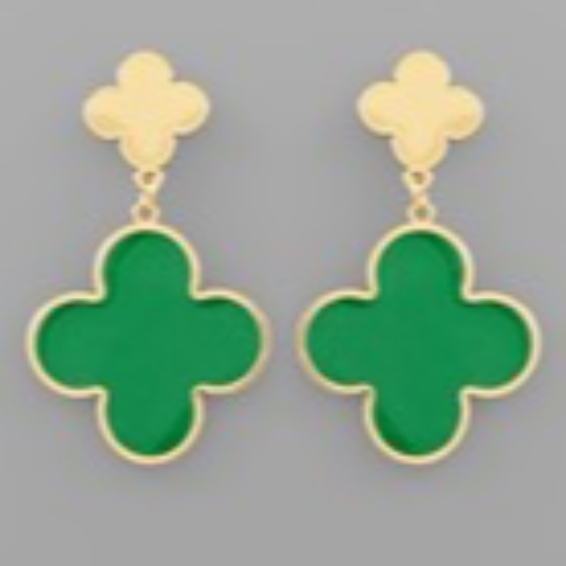 Q49-Epoxy Color Clover Dangle Earrings - Thumbnail (Preview) 6