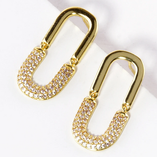 INS2- 14K Gold Dipped CZ Pave Oval Post Earrings