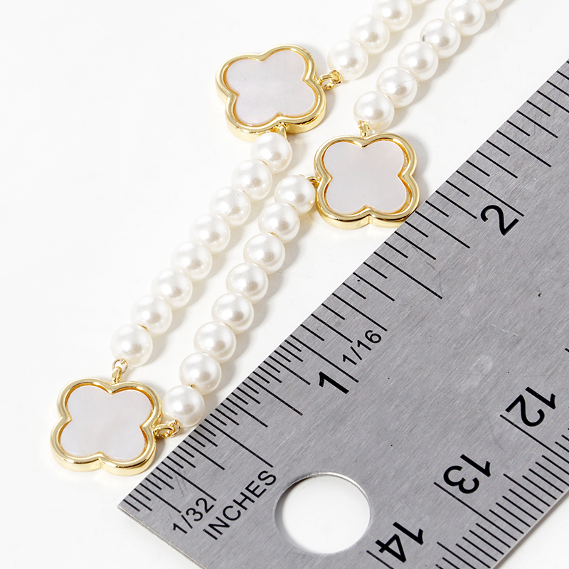 Q5- 18k gold dipped three 10mm mother of pearl quatrefoil pendant necklace - Thumbnail (Preview) 2