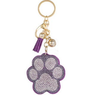 C15- Purple & Crystal Tiger Paw Key Chain