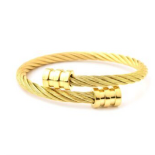 B1-18K TWISTED CABLE GOLD PLATED STAINLESS STEEL BRACELET