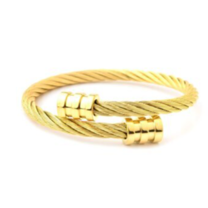 B1-18K TWISTED CABLE GOLD PLATED STAINLESS STEEL BRACELET Main Image