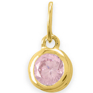 CL38-14 Karat Gold Plated Round CZ Birthstone Charms (January-December) - Thumbnail 14