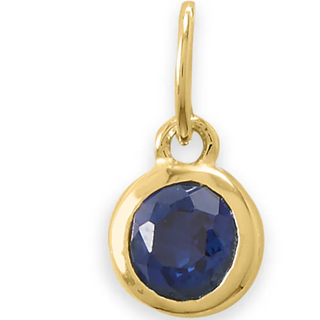 CL38-14 Karat Gold Plated Round CZ Birthstone Charms (January-December) - Thumbnail 13