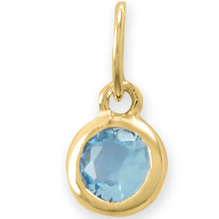 CL38-14 Karat Gold Plated Round CZ Birthstone Charms (January-December) - Thumbnail 6