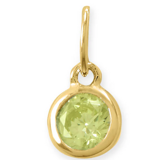 CL38-14 Karat Gold Plated Round CZ Birthstone Charms (January-December) - Thumbnail 12