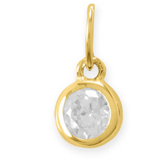 CL38-14 Karat Gold Plated Round CZ Birthstone Charms (January-December) - Thumbnail 7