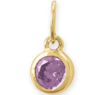 CL38-14 Karat Gold Plated Round CZ Birthstone Charms (January-December) - Thumbnail 5