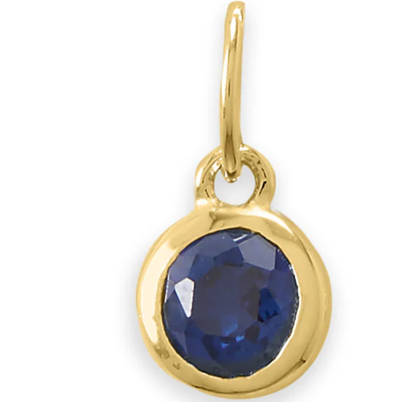 CL38-14 Karat Gold Plated Round CZ Birthstone Charms (January-December) - Thumbnail (Preview) 13