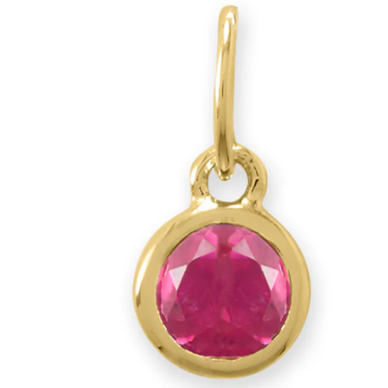 CL38-14 Karat Gold Plated Round CZ Birthstone Charms (January-December) - Thumbnail (Preview) 9