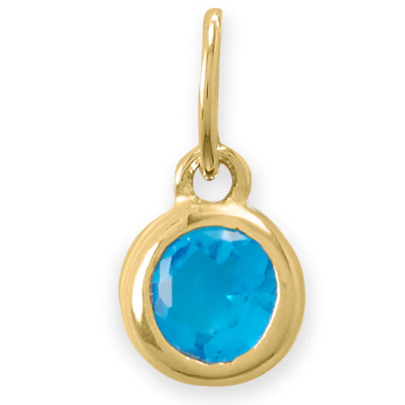 CL38-14 Karat Gold Plated Round CZ Birthstone Charms (January-December) - Thumbnail (Preview) 16