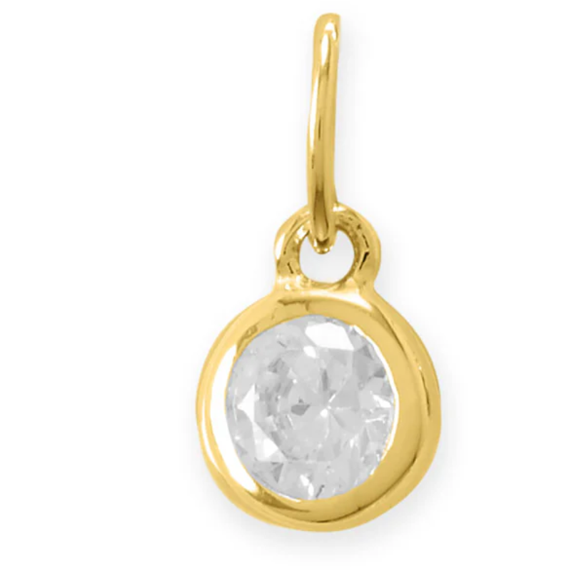 CL38-14 Karat Gold Plated Round CZ Birthstone Charms (January-December) - Thumbnail (Preview) 7