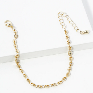 Y14- 4mm Dainty Coffee Bean Chain Bracelet (available in gold & silver)