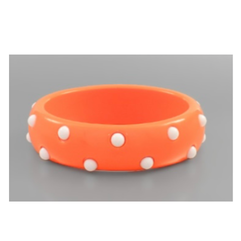 T24- orange & white dotted ball acetate bracelets Main Image