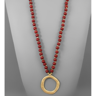 USC42- Beaded Necklace with Open Circle Pendant