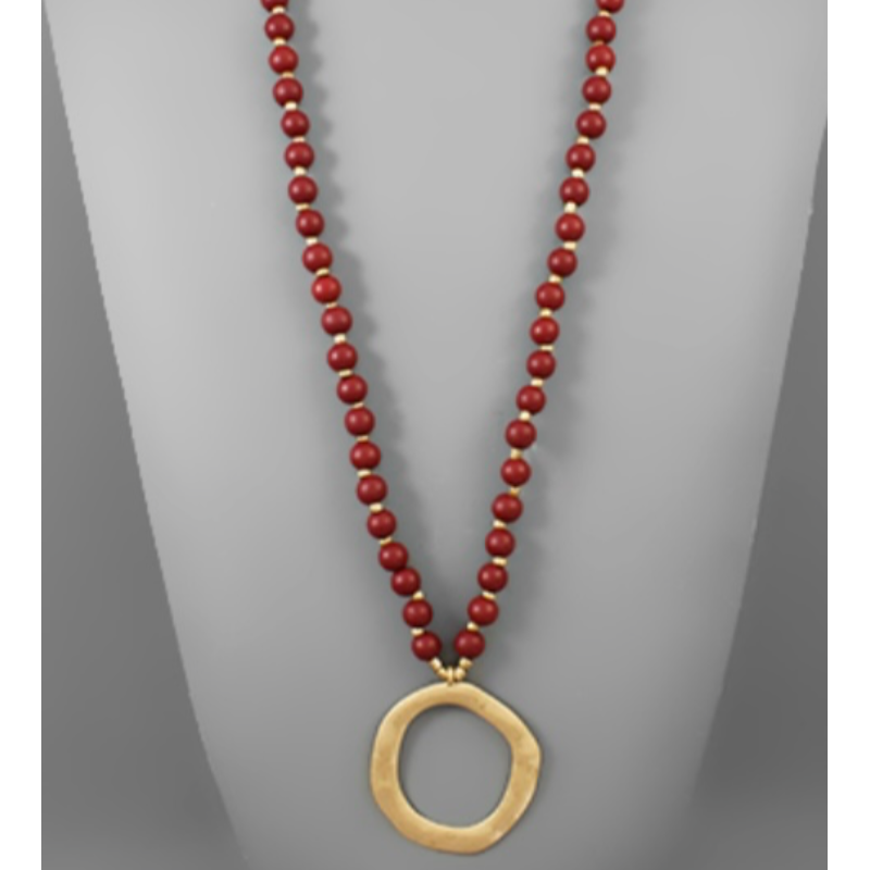 USC42- Beaded Necklace with Open Circle Pendant Main Image