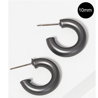 CL27- 10mm Bold Brass Hollow Hoop Earrings - Thumbnail 6