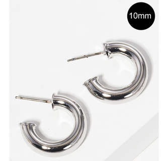 CL27- 10mm Bold Brass Hollow Hoop Earrings - Thumbnail 2