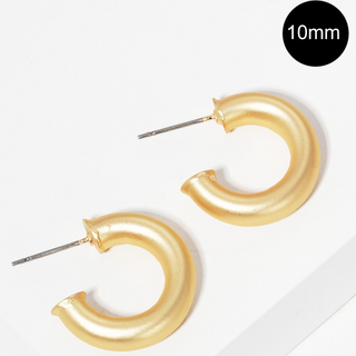 CL27- 10mm Bold Brass Hollow Hoop Earrings - Thumbnail 4