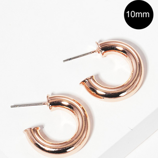 CL27- 10mm Bold Brass Hollow Hoop Earrings - Thumbnail 7