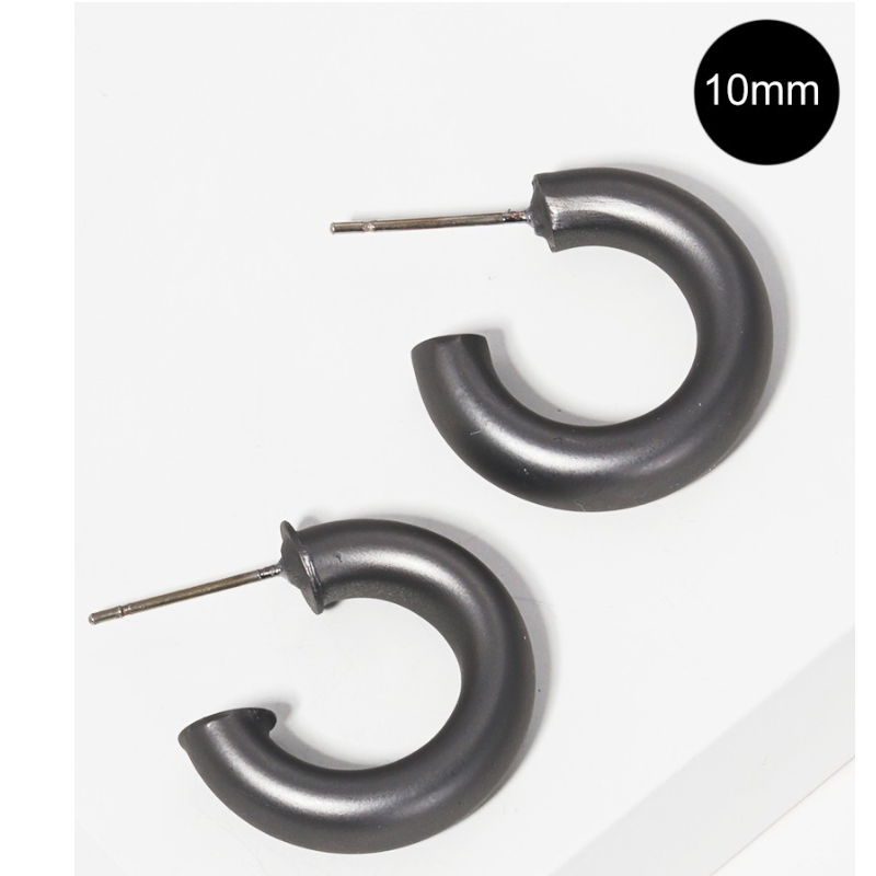 CL27- 10mm Bold Brass Hollow Hoop Earrings - Thumbnail (Preview) 6