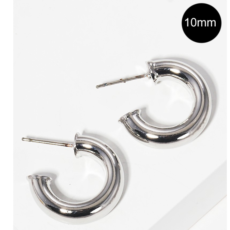 CL27- 10mm Bold Brass Hollow Hoop Earrings - Thumbnail (Preview) 2