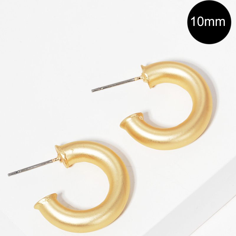 CL27- 10mm Bold Brass Hollow Hoop Earrings - Thumbnail (Preview) 4