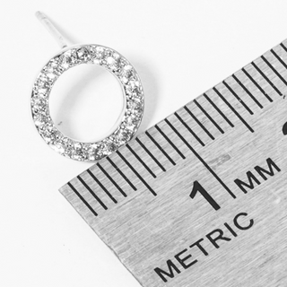 Y17-White gold dipped 8mm CZ pave round sterling silver post stud earrings (available in Gold & Silver) - Thumbnail 3