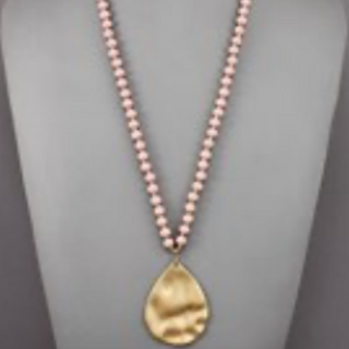 USC41- Teardrop Pendant Bead Necklace (multiple colors)  - Thumbnail 4