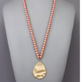 USC41- Teardrop Pendant Bead Necklace (multiple colors)  - Thumbnail 5