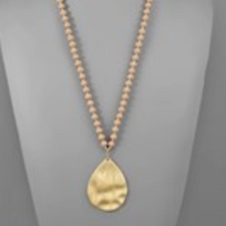 USC41- Teardrop Pendant Bead Necklace (multiple colors)  - Thumbnail 2