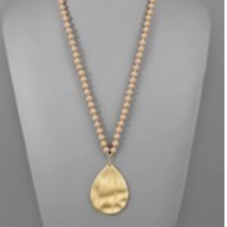 USC41- Teardrop Pendant Bead Necklace (multiple colors)  - Thumbnail 3