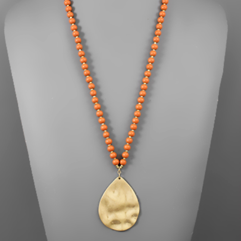 USC41- Teardrop Pendant Bead Necklace (multiple colors)  - Thumbnail (Preview) 8