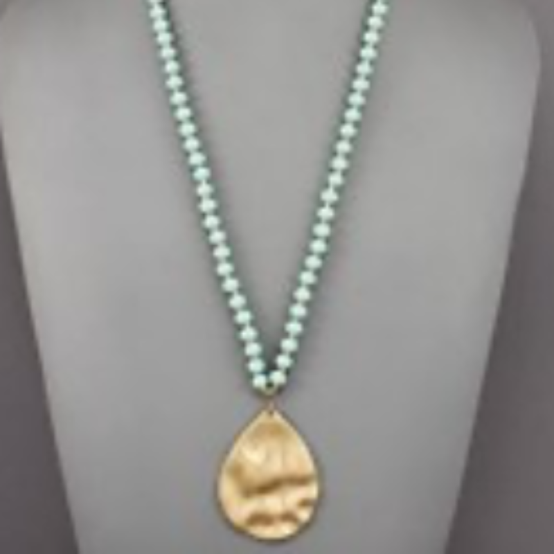 USC41- Teardrop Pendant Bead Necklace (multiple colors)  - Thumbnail (Preview) 6