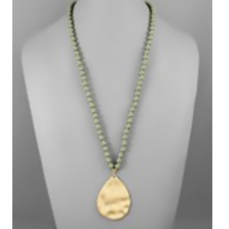 USC41- Teardrop Pendant Bead Necklace (multiple colors)  - Thumbnail (Preview) 9