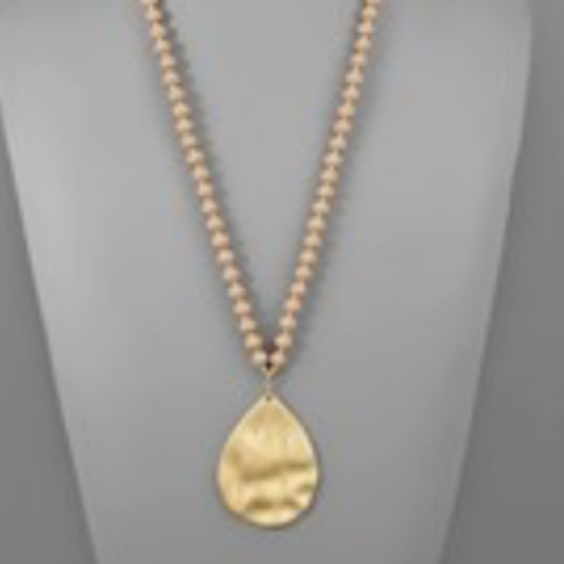 USC41- Teardrop Pendant Bead Necklace (multiple colors)  - Thumbnail (Preview) 2