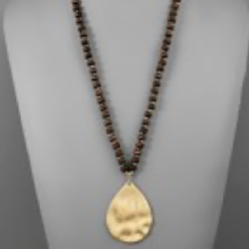 USC41- Teardrop Pendant Bead Necklace (multiple colors)  - Thumbnail (Preview) 10