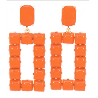 T155- 2.5” Rectangle Acrylic Bead Earrings