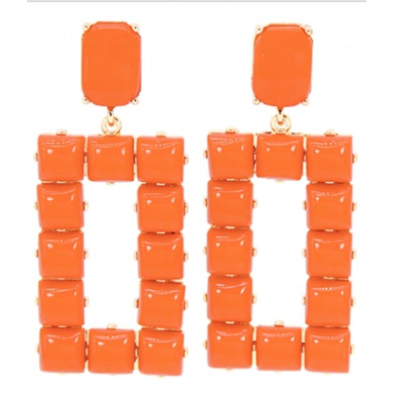 T155- 2.5” Rectangle Acrylic Bead Earrings Main Image