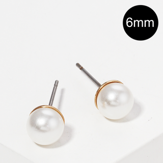 CL17- 6mm Glass Pearl Post Stud Earrings