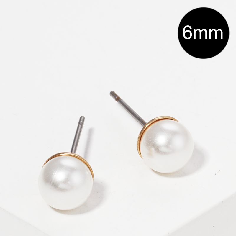 CL17- 6mm Glass Pearl Post Stud Earrings Main Image