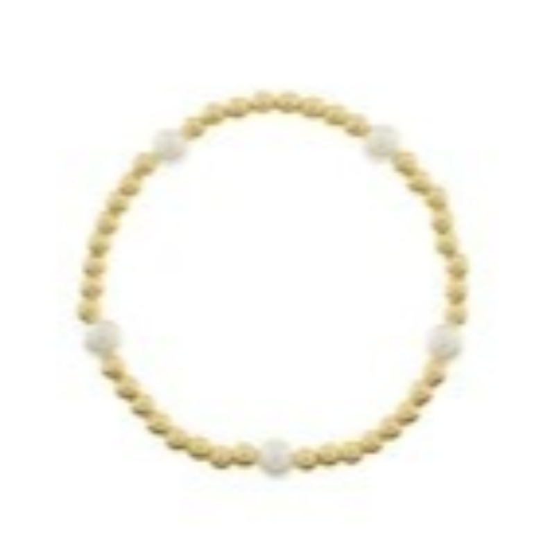 P9- Gold Metal Ball and Pearl Accent Bracelet Main Image