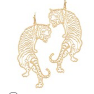 C138-Brass Tiger Filigree Earrings ( gold & silver available) 