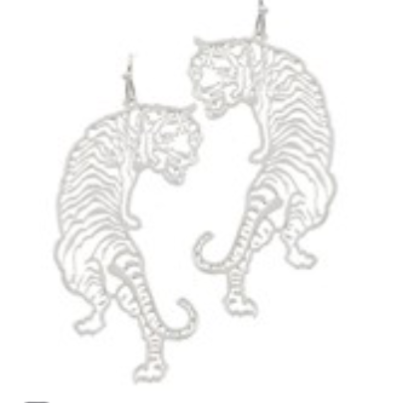 C138-Brass Tiger Filigree Earrings ( gold & silver available)  - Thumbnail (Preview) 2