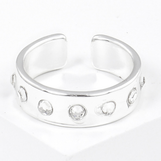 Y10- Crystal pave bold metal adjustable ring (also available in white gold) - Thumbnail 4