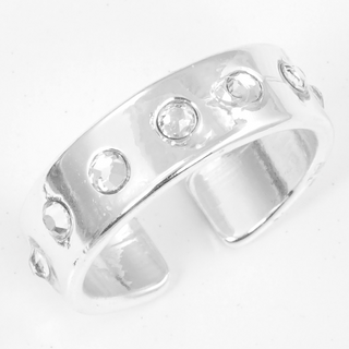 Y10- Crystal pave bold metal adjustable ring (also available in white gold) - Thumbnail 5